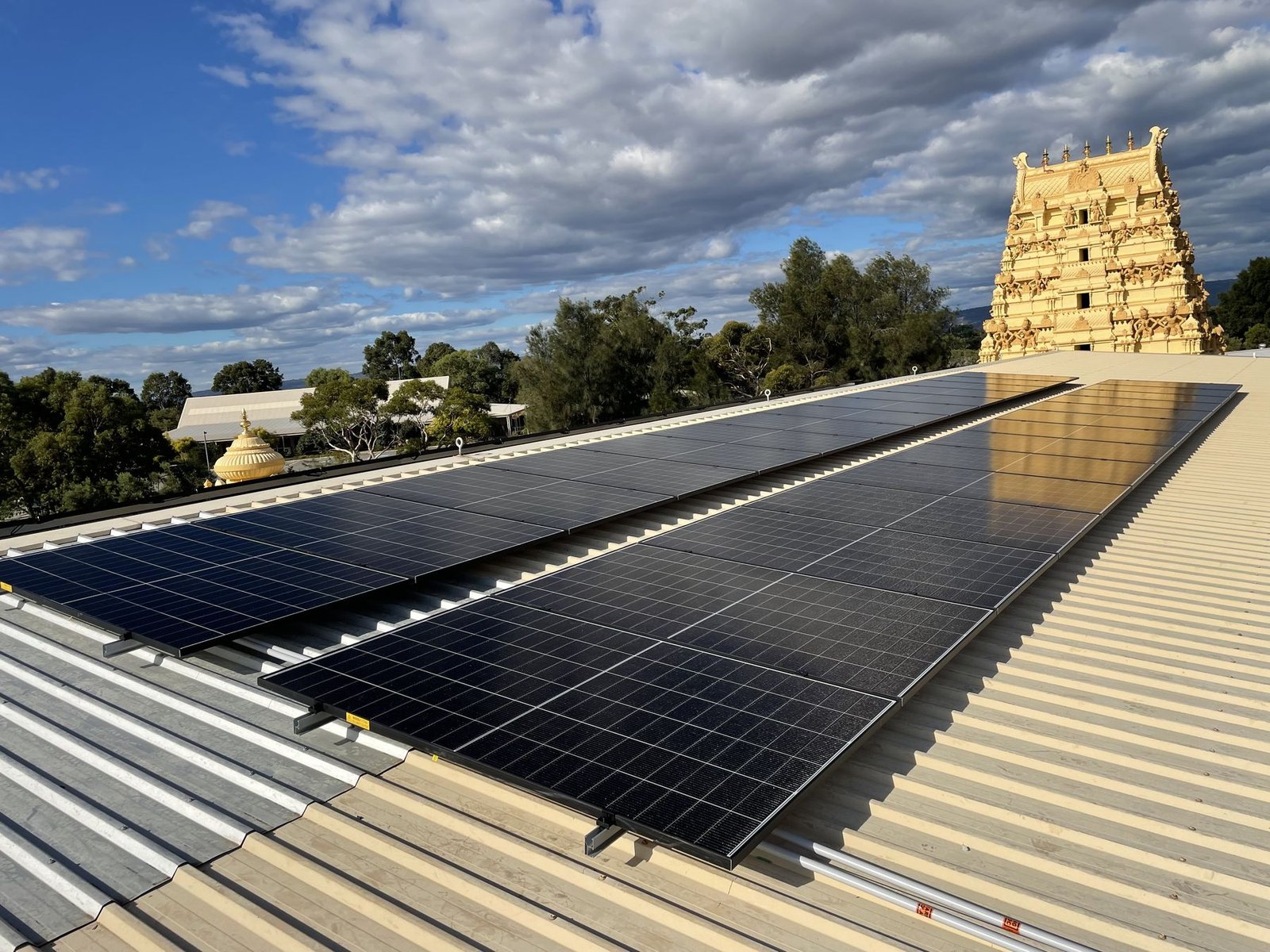 Temple rooftop solar installation, alternate angle
